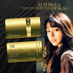 Luxus Gold Bright Schimmering Juwelen und Monogram Visitenkarte