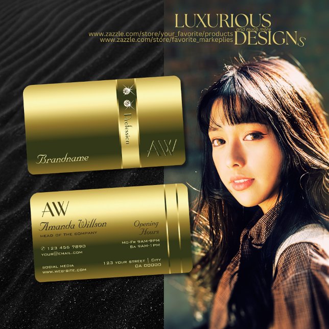 Luxus Gold Bright Schimmering Juwelen und Monogram Visitenkarte (Von Creator hochgeladen)