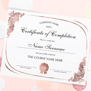 Luxus Gold Certificate of Completion Award Course