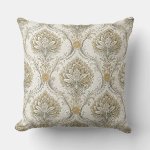 Luxus-Gold-Damask-nahtloses Blumenmuster Kissen