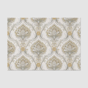 Luxus-Gold-Damask-nahtloses Blumenmuster Seidenpapier