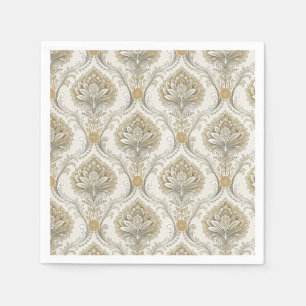 Luxus-Gold-Damask nahtloses florales Designmuster Serviette