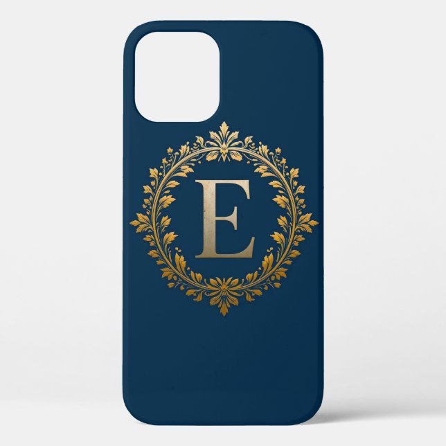 👑 Luxus Gold E Monogram Elegant Glitzer Initiale Case-Mate iPhone Hülle (Rückseite)