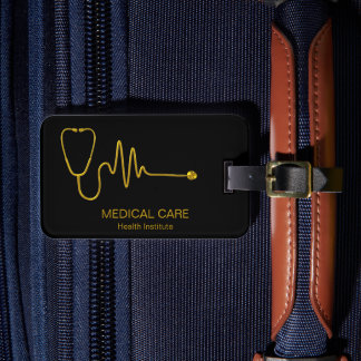 Luxus-Gold-ECG-Welle EKG-Linie Medizin-Stethoskop Gepäckanhänger