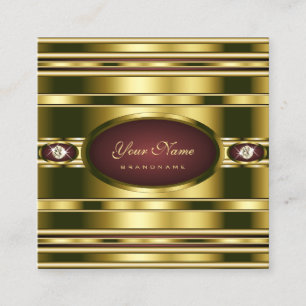 Luxus Gold Effekt mit Burgundy und Imitats Diamond Quadratische Visitenkarte