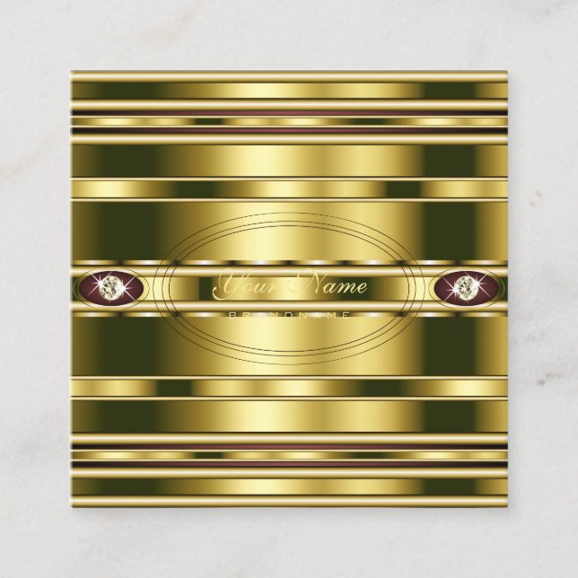 Luxus Gold Effekt mit Burgundy und Imitats Diamond Quadratische Visitenkarte (Vorderseite)