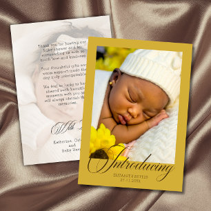 Luxus-Gold-Einführungsfoto-Baby-Dankeschön Dankeskarte