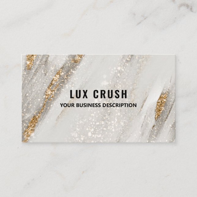 Luxus Gold Fleck White Glitzer Visitenkarte (Vorderseite)