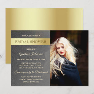 Luxus Gold Foil und Silver Brautparty Foto Einladung