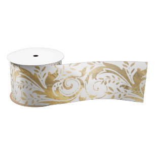 Luxus Gold Foil Verziertes Blumenmuster Satinband