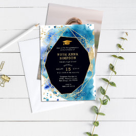 Luxus Gold Frame Personalisiert Foto Abschluss Einladung