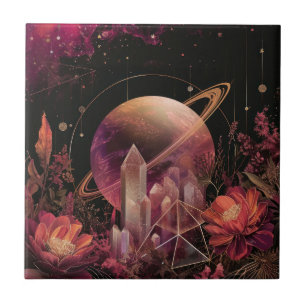 Luxus-Gold-Galaxie-Planet-Lila-Weltraum Fliese