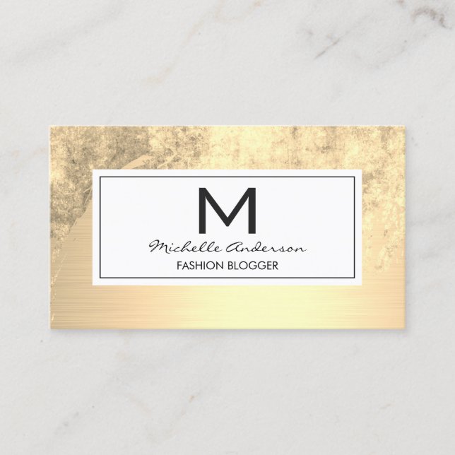 Luxus Gold gegossene goldfarbene Wasserfarbe mit M Visitenkarte (Vorderseite)