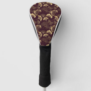 Luxus-Gold-Ginkgo-Burgund Golf Headcover