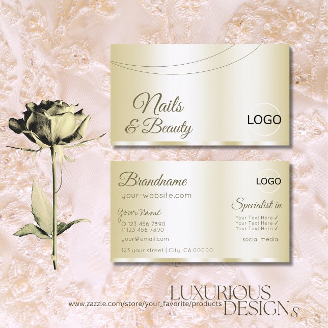 Luxus Gold Glamour mit Logo Beruflich Visitenkarte (Von Creator hochgeladen)