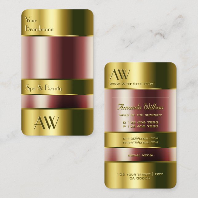 Luxus Gold Glas kann rot Fluids 3D-Initialen ausse Visitenkarte (Vorne/Hinten)