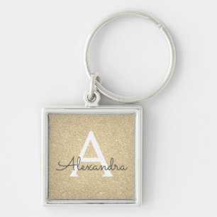 Luxus-Gold-Glitter & -Funkel-Monogramm Schlüsselanhänger