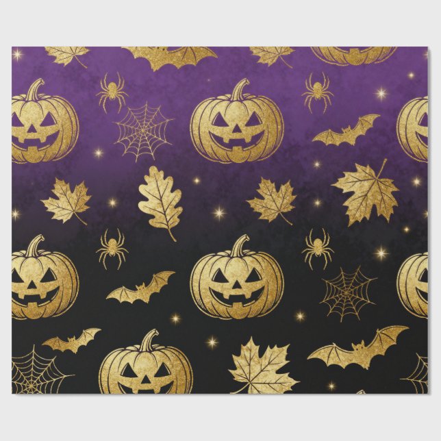 Luxus-Gold-Glitter-Halloween-Geschenkverpackung Geschenkpapier (Flach)