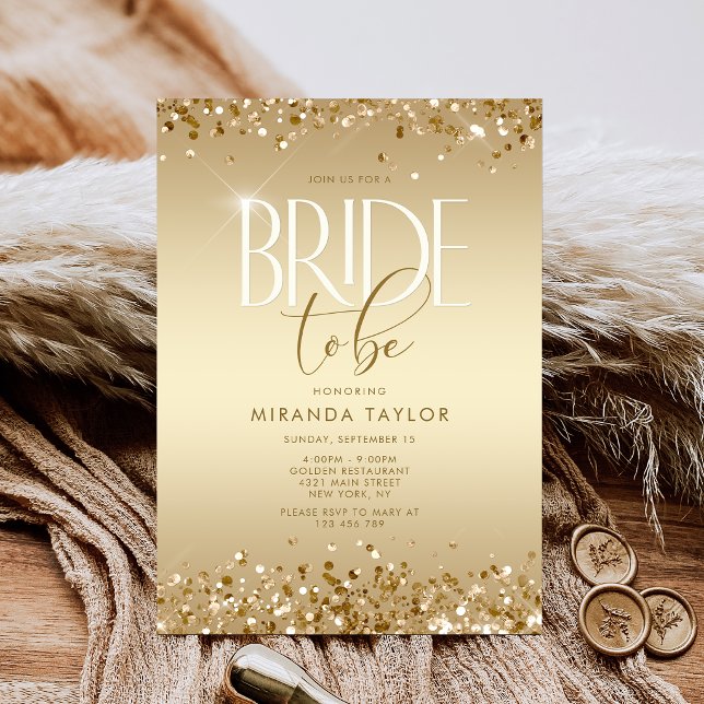 Luxus-Gold-Glitter-Junggesellinnen-Abschiedsparty Einladung (Luxury Gold Glitter Bridal Shower Invitation)