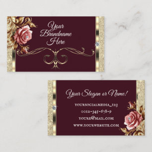 Luxus-Gold-Glitter-Rosa-Antikrosé-Burgunderrot Visitenkarte