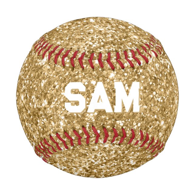 Luxus Gold Glitzer Bold Sport Monogram Baseball (Vorderseite)