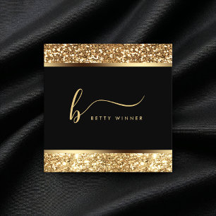 Luxus Gold Glitzer Frame Modern Script Monogram Quadratische Visitenkarte