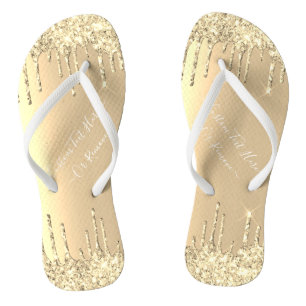 Luxus Gold Glitzer Golden Sparkle Tropfen Ihr Text Flip Flops