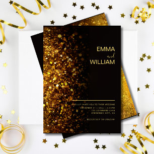 Luxus Gold Glitzer Minimalistisch Moderne Hochzeit Einladung