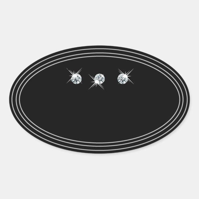 Luxus Gold Glitzer Produktkennzeichnungen mit Diam Ovaler Aufkleber (Vorderseite)