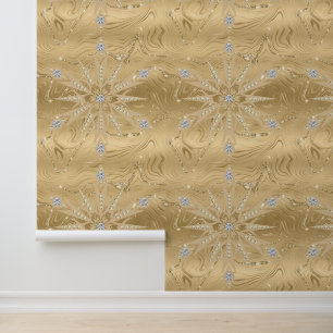 Luxus Gold Glitzer Snowflake Diamant Peel & Stick Tapete