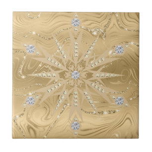 Luxus Gold Glitzer Snowflake Diamond Fliese