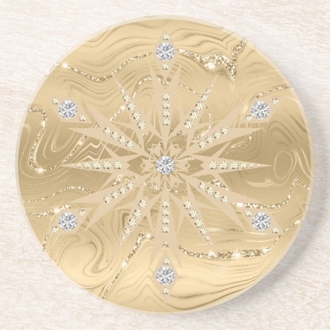 Luxus Gold Glitzer Snowflake Diamond Getränkeuntersetzer (Vorne)