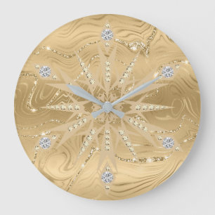 Luxus Gold Glitzer Snowflake Diamond Große Wanduhr