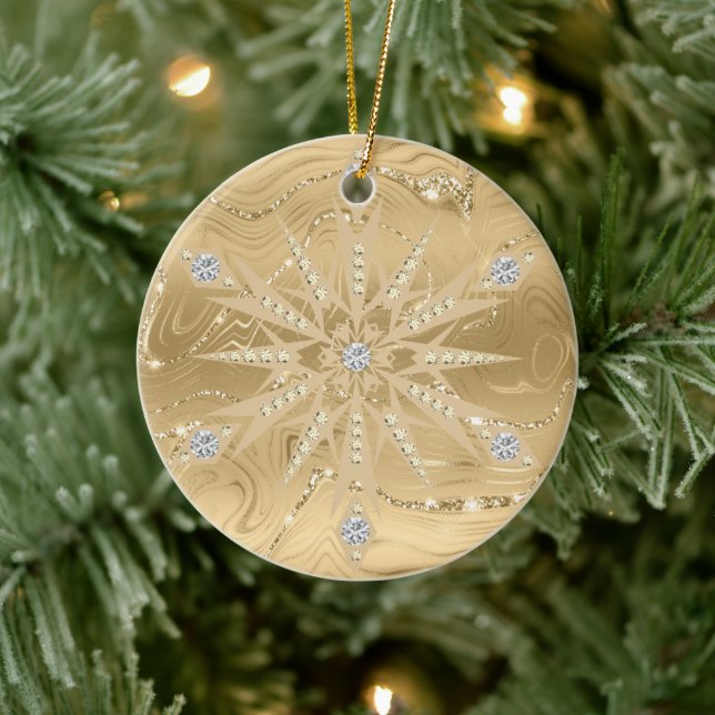 Luxus Gold Glitzer Snowflake Diamond Keramik Ornament (Baum)