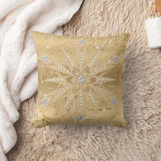 Luxus Gold Glitzer Snowflake Diamond Kissen (Decke)