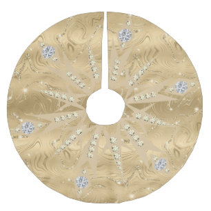 Luxus Gold Glitzer Snowflake Diamond Polyester Weihnachtsbaumdecke