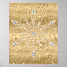 Luxus Gold Glitzer Snowflake Diamond Poster
