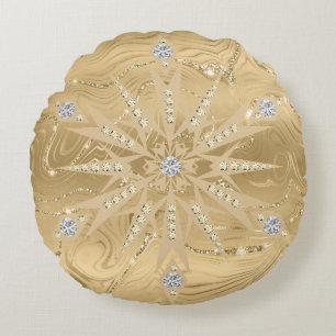 Luxus Gold Glitzer Snowflake Diamond Rundes Kissen