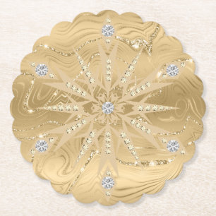 Luxus Gold Glitzer Snowflake Diamond Untersetzer