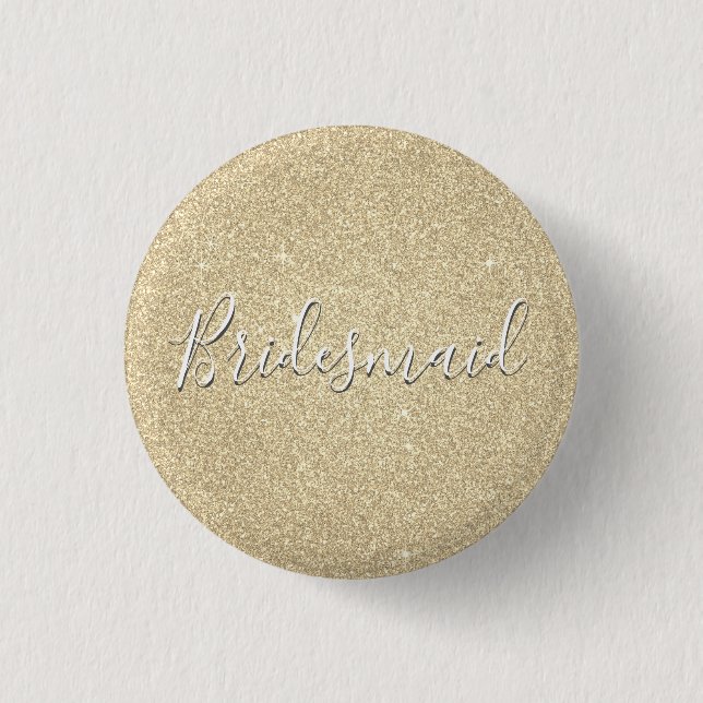 Luxus Gold Glitzer & Sparkle Bridesmaid Button (Vorderseite)