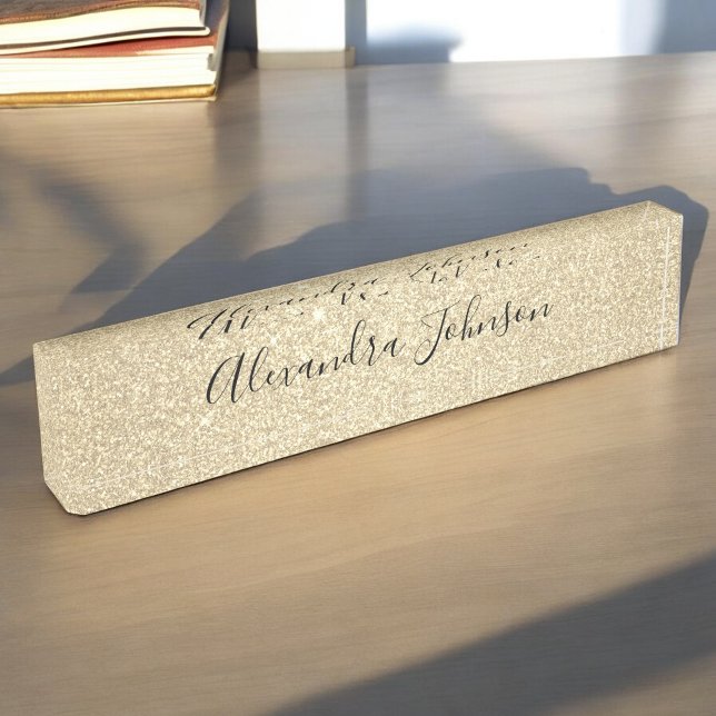 Luxus Gold Glitzer Sparkle Girly Modern Namensplakette (Von Creator hochgeladen)