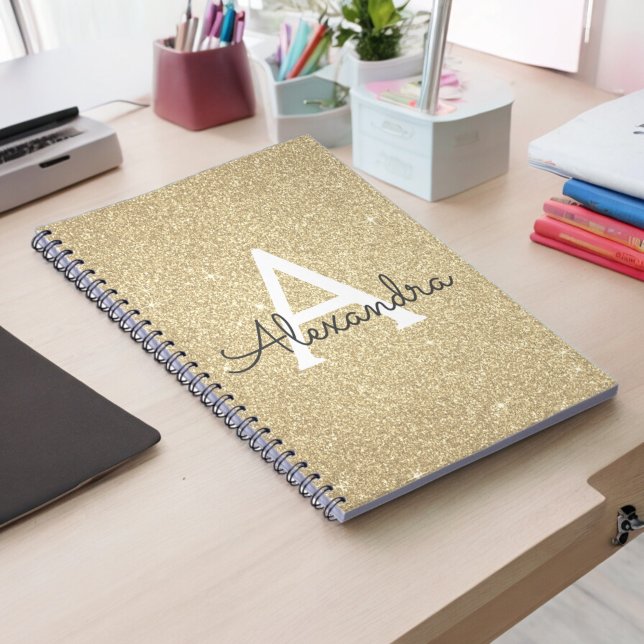 Luxus Gold Glitzer Sparkle Monogram Notebook Notizblock (Von Creator hochgeladen)