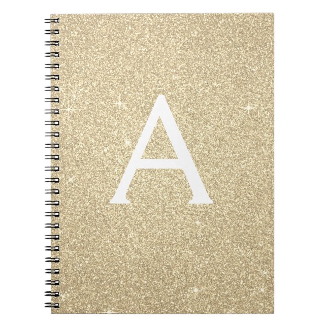 Luxus Gold Glitzer Sparkle Monogram Notebook Notizblock (Vorderseite)