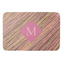 Luxus Gold Glitzer Sparkle Monogram Pink Streifen