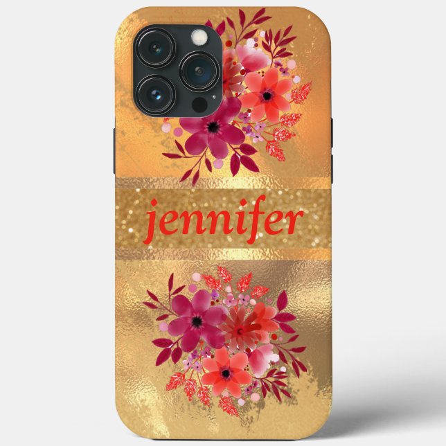 Luxus Gold Glitzer und Sparkle Monogram  Case-Mate iPhone Hülle (Rückseite)