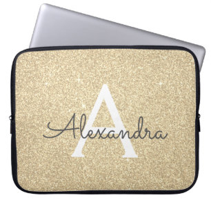 Luxus Gold Glitzer und Sparkle Monogram Laptopschutzhülle