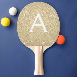 Luxus Gold Glitzer und Sparkle Monogram Tischtennis Schläger