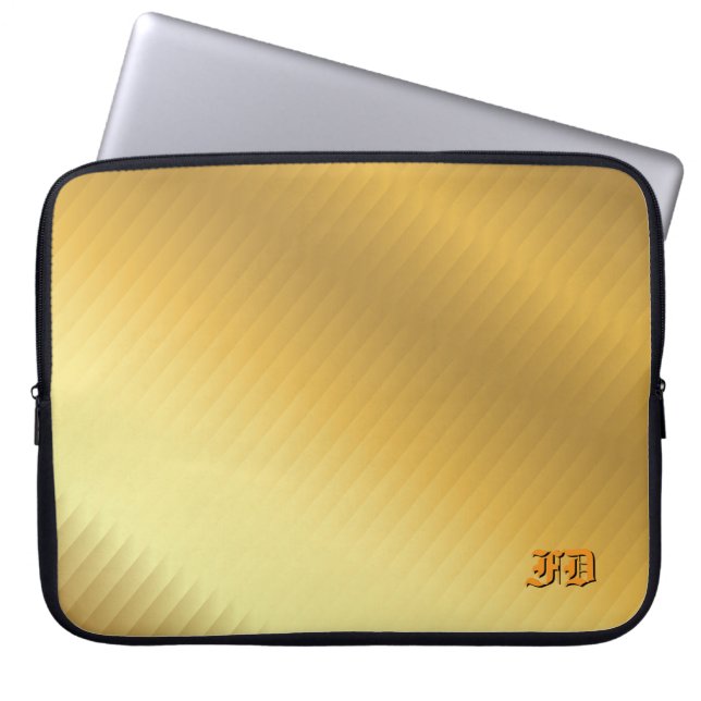 Luxus-Gold-Gradient-Monogramm personalisiert Laptopschutzhülle (Vorderseite)