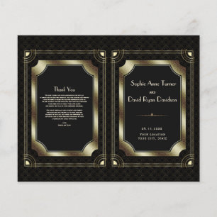 Luxus Gold Great Gatsby Art Deco Hochzeitsprogramm