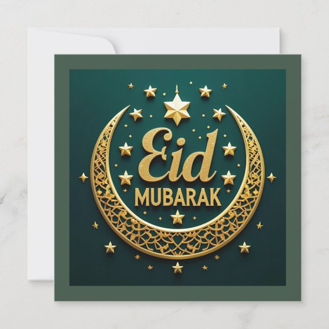 Luxus Gold Green Eid Mubarak (Vorderseite)
